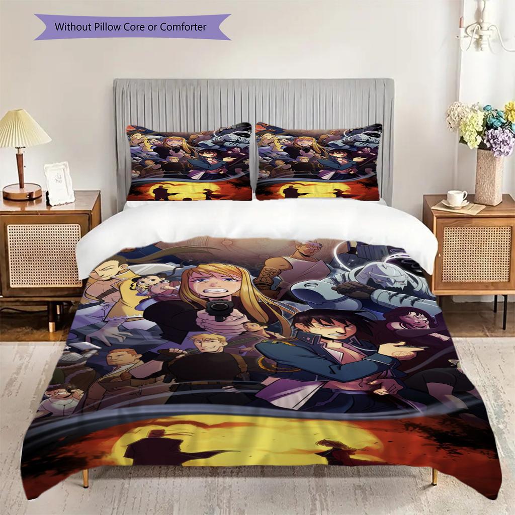Fullmetal Alchemist Threepiece Set 1 Duvet Cover 2 Pillowcase Without Core Duvet Cover And Pillowcase Gift Soft And Comfortable