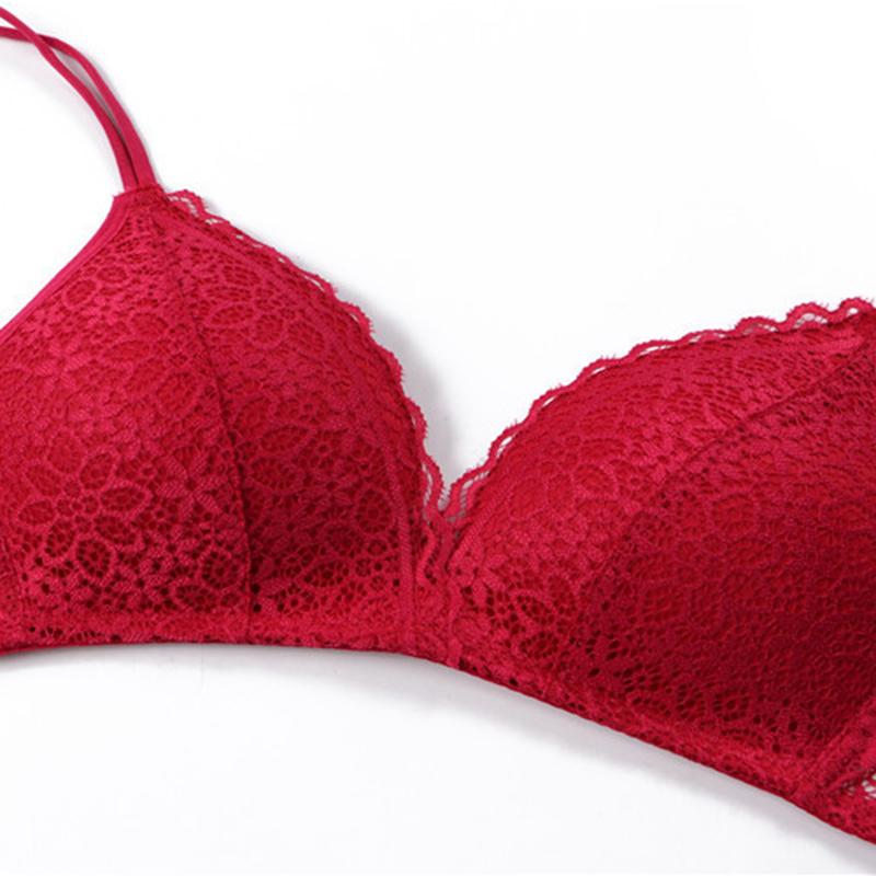 Soutien-gorge Femme Sexy Dentelle Bralette Florale Sans Armatures Bonnets A B Lingerie Sexy Doux Couleur Unie Soutien-gorge