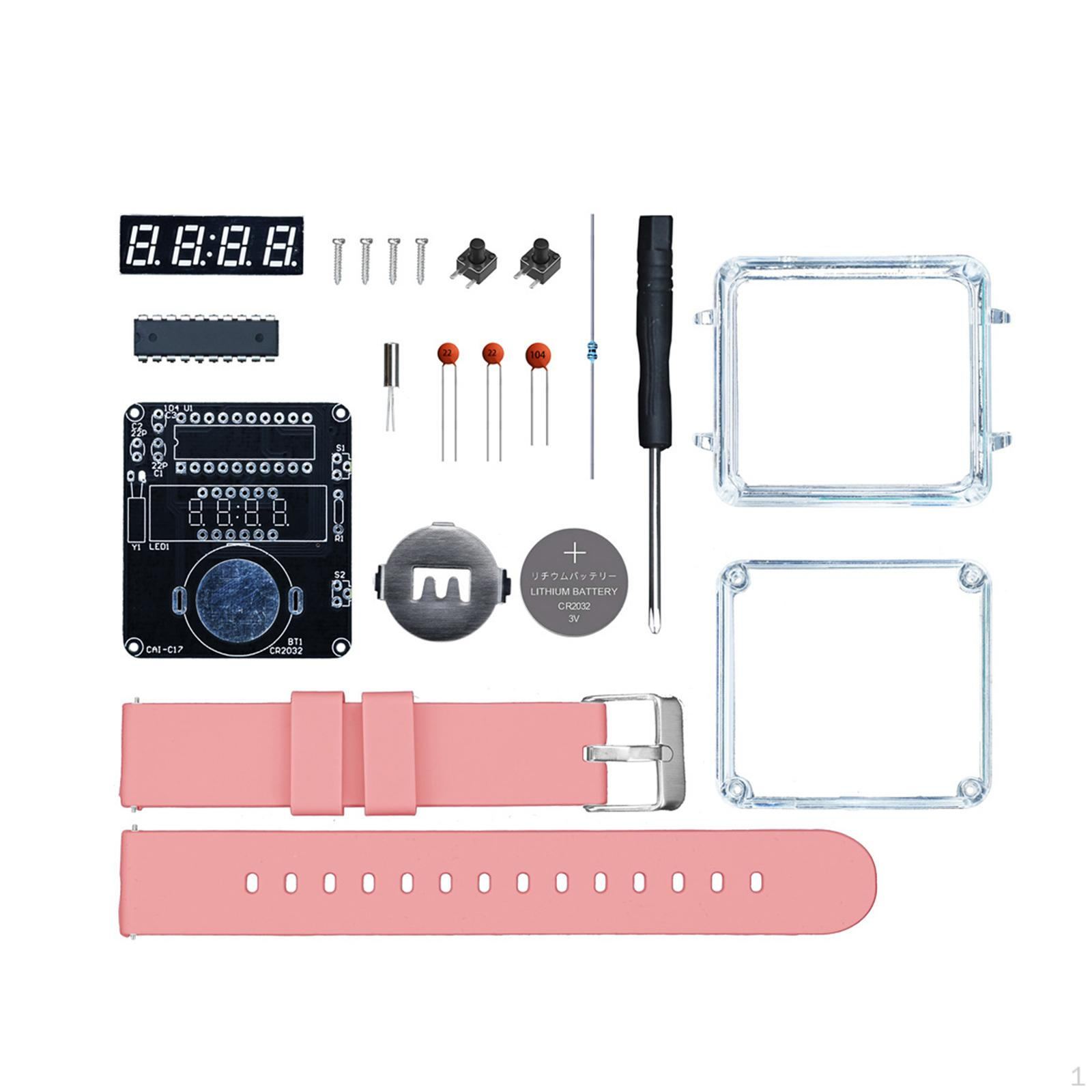 

Набор для сборки электронных часов своими руками, физическая игрушка, практика пайки для образования розовый