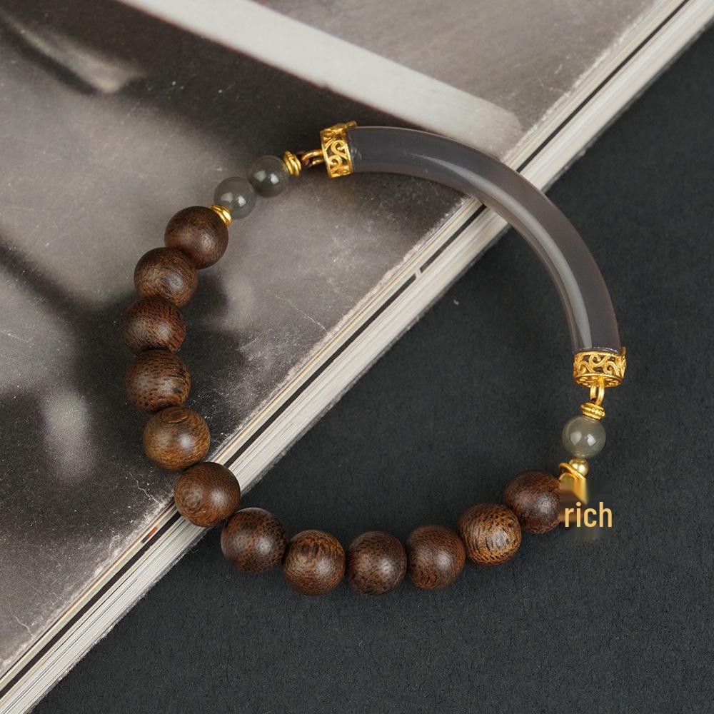 Handmade Nha Trang Purple Qinan Agarwood Bracelet - Natural Texture & Scent