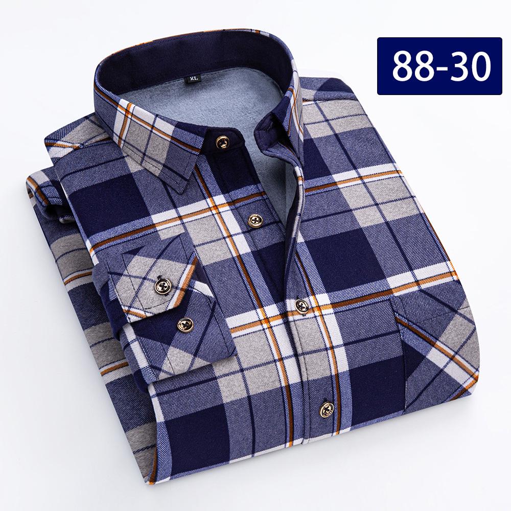 Camicia a quadri con pile double-face a maniche lunghe da uomo per autunno e inverno