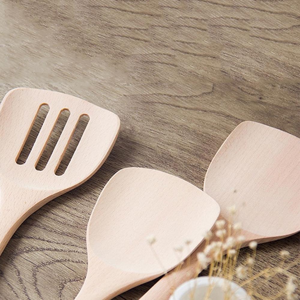 Natural Wok Shovels Cookware Cooking Tool Hanging Wooden Spatula Kitchen Utensil Turner Shovel