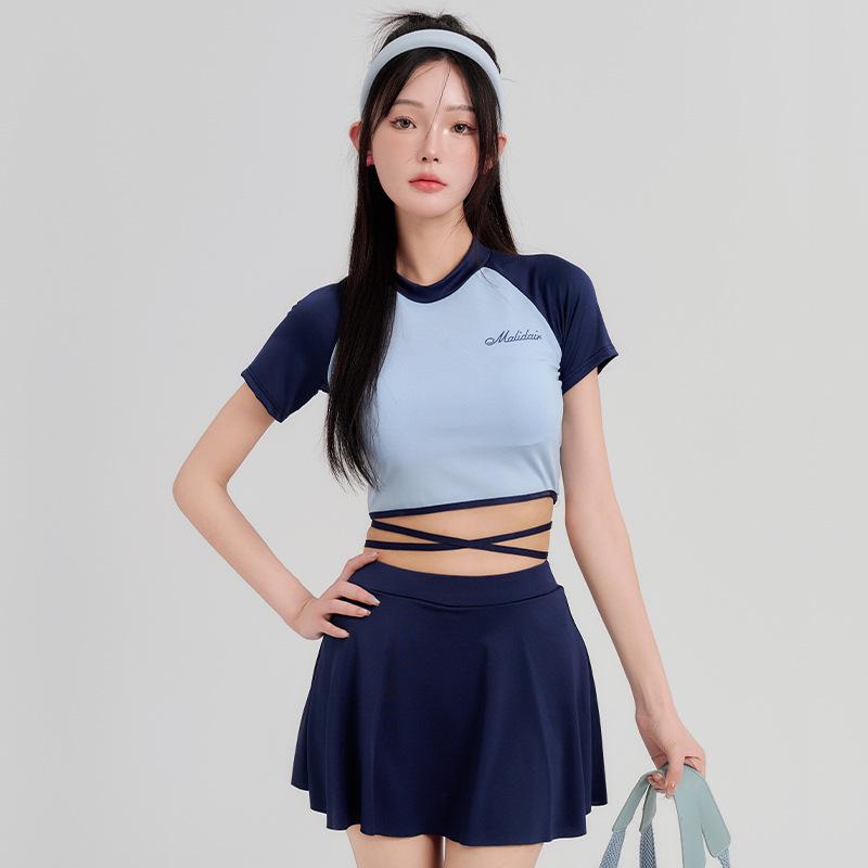 

Трендовый милый спортивный раздельный купальник в японском стиле для женщин и девушек XXL синий