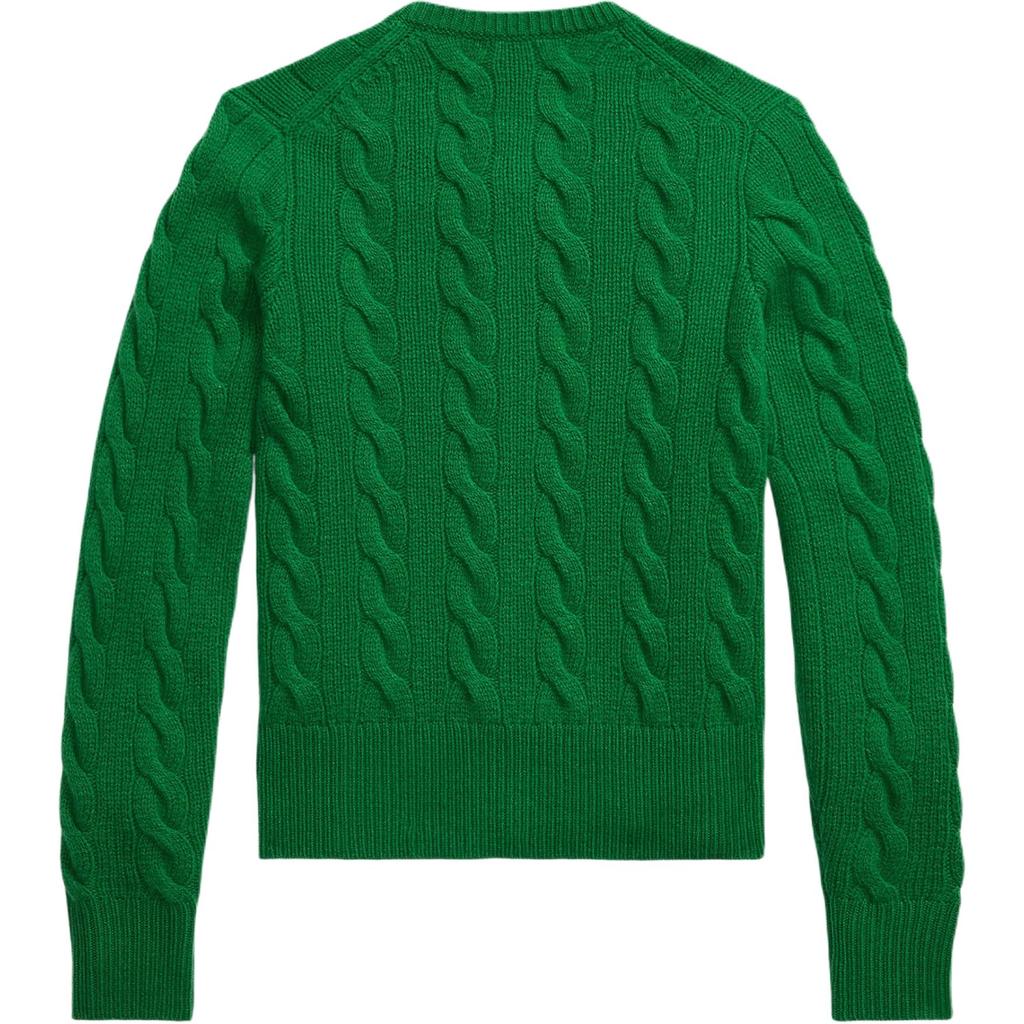 Polo Ralph Lauren Vyšívané logo Jednobarevný Svetr s kulatým výstřihem a zapínáním na knoflíky Pletený copánkový Svetr Standardní střih Dámský svetr 211882917-503