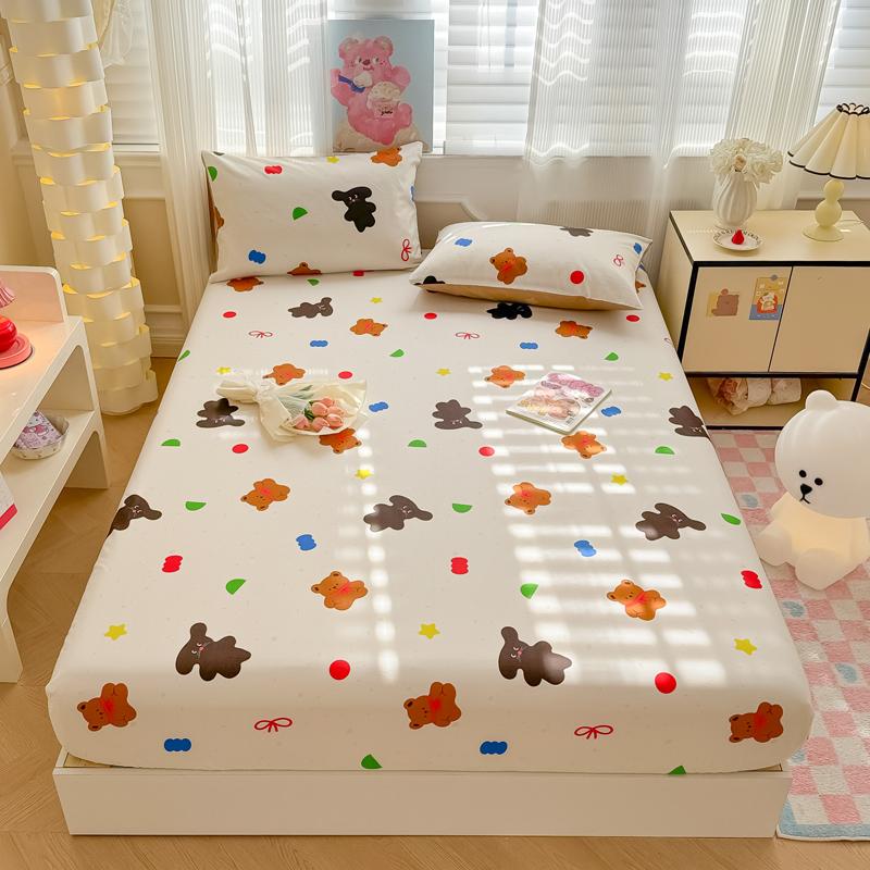 Pure Cotton Fitted Sheet Single/Queen Size Bed Cover Skin-friendly Bedsheets Home Bed Linen Couvre Lit (No Pillowcase)