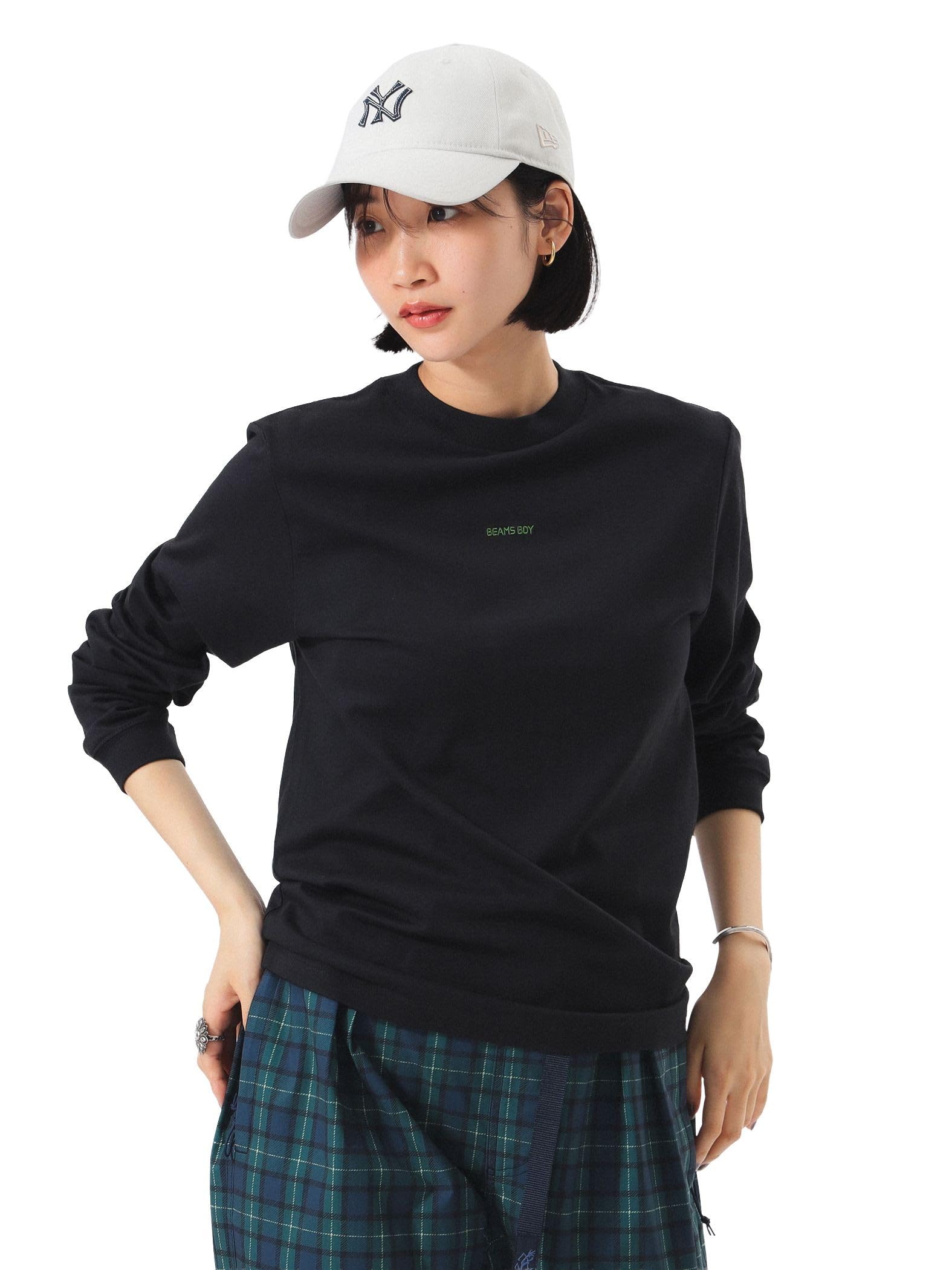Beams Boy LS TEE Mini Logo Long Sleeve T-Shirt Women s Black 3 12677₽