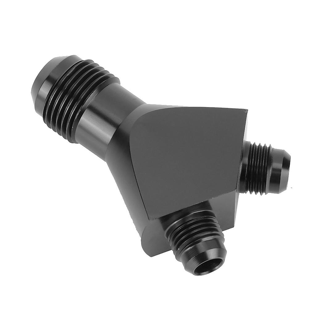 AN10 10AN to AN6 6AN Male Flare Connector Y Block Fitting Adapter Black