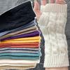 Fingerless Gloves Women Hand Warmer Winter Knitted Arm Sleeve Casual Thumb Hole Glove Non-Slip Stouchscreen Cycling Short Gloves