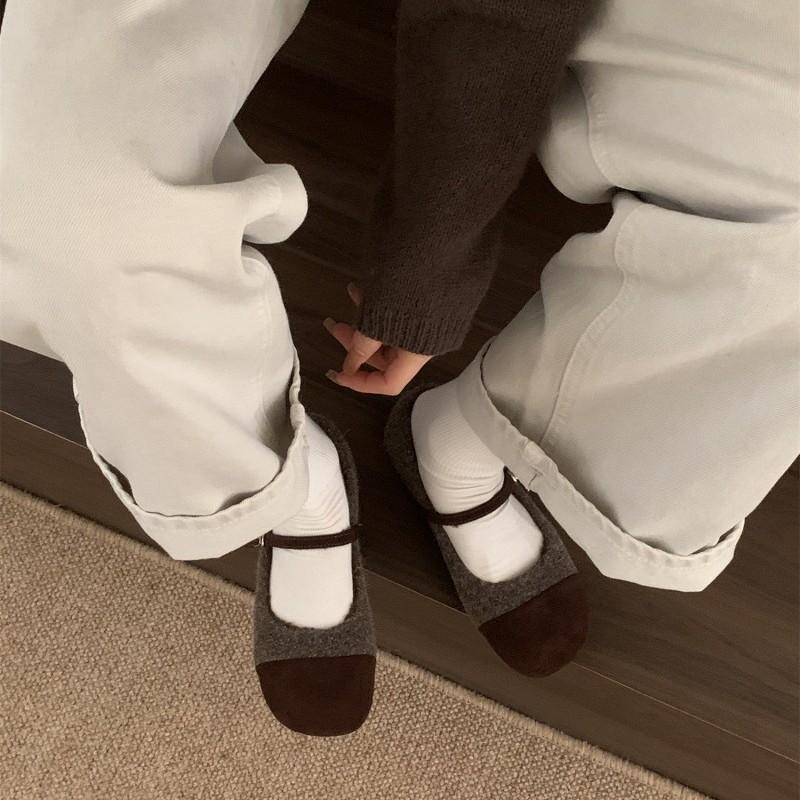 Mori Xiaoxiangfeng Woolen Single Shoes Women's 2025 Autumn New Ugly Cute Flats Round Head Retro Mary Jane Women's Shoes