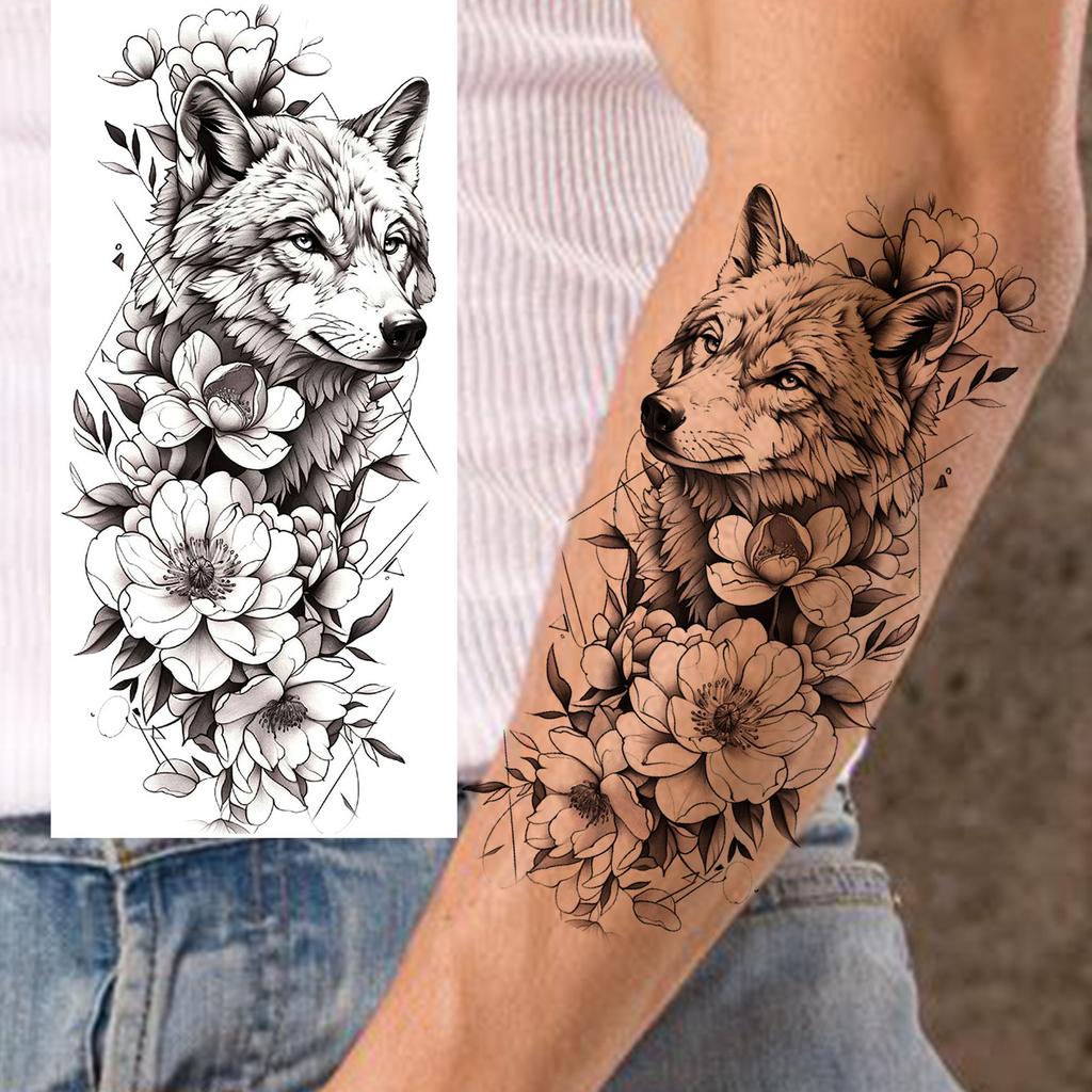 1 Blatt Schick 3D Spinne Löwe Fuchs Blumen Temporäre Tattoos Für Frauen Erwachsene Wasserdicht Langlebig Realistisch Fake Tattoo Aufkleber
