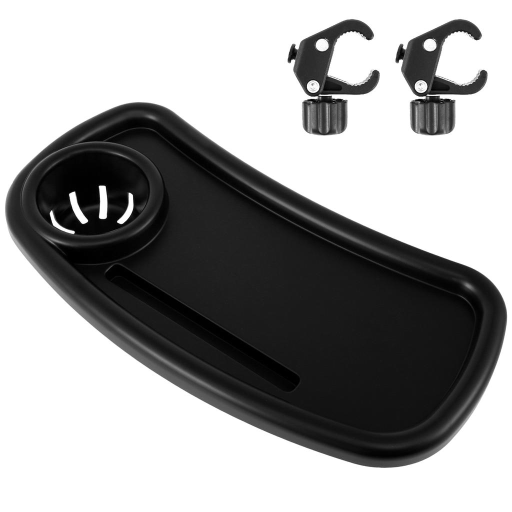 Stroller Snack Tray with Cup Holder Universal Stroller Food Tray Removable Baby Snack Tray with Adjustable Buckle and Hooks