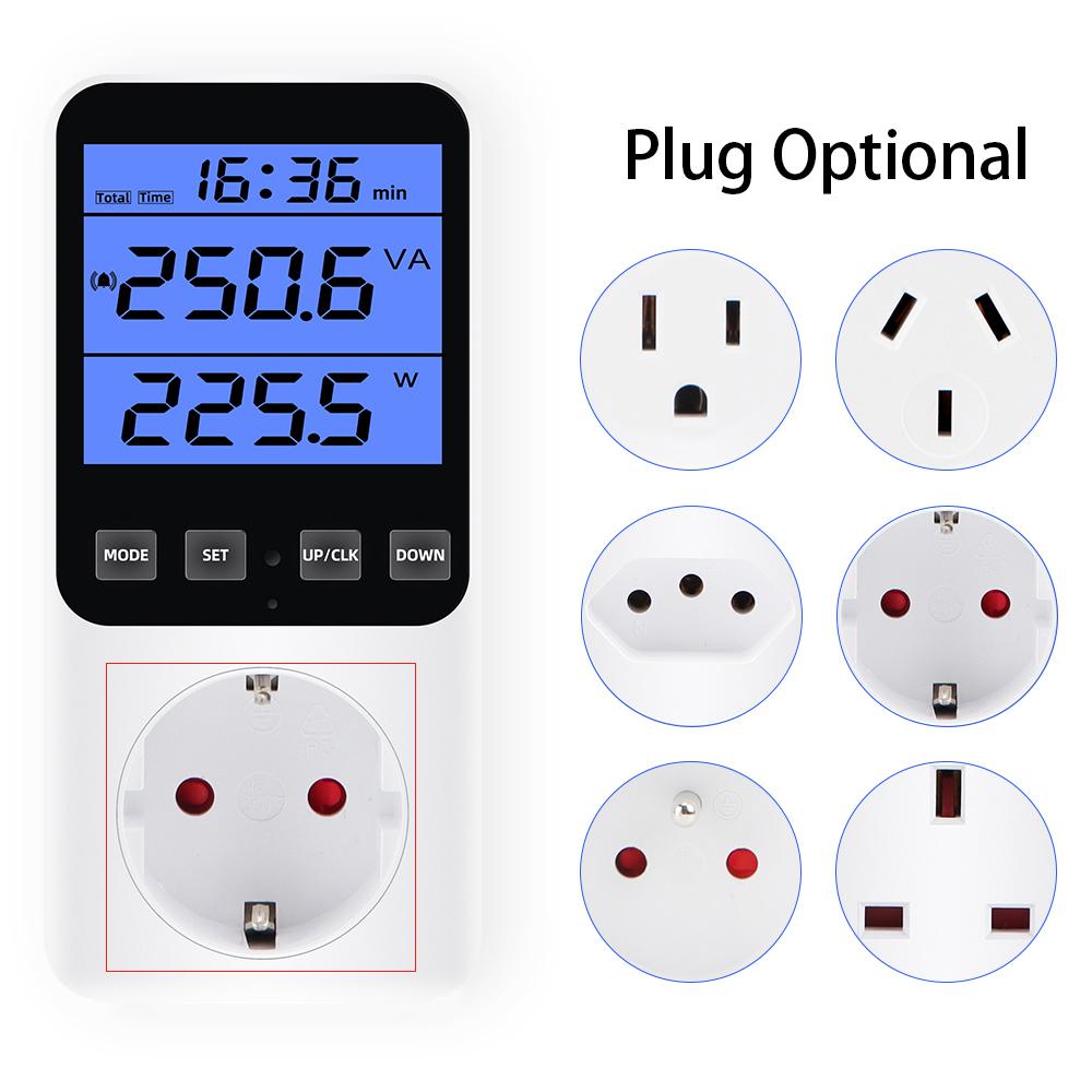 Digital Power Energy Meter 230V Wattmeter Socket Analyzer LCD AC Voltmeter Ammeter Consumption Monitor Kwh And Cost Display