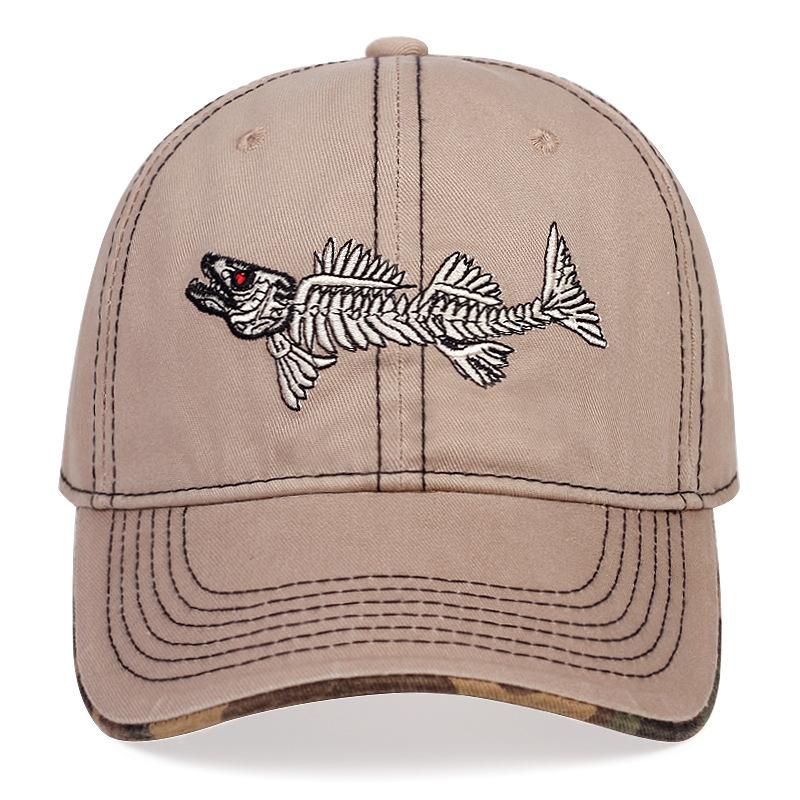 Embroidered Fishbone Baseball Cap Summer Outdoor Sports Sun Protection Duckbill Hat