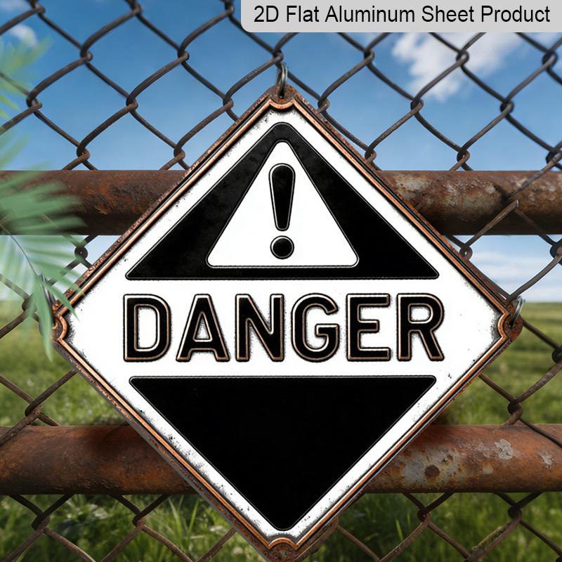 2D Flat, 1pc, Danger Sign Theme, Decorative Gift for Industrial Decor Lovers, Vintage Metal Aluminum Sign, Suitable for Factory, Laboratory, Repair