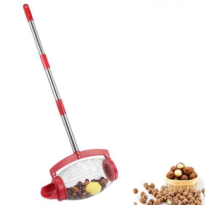 Nut Gatherer Hanging Extended Handle Stainless Thick Pole Labor-saving with Storage Bag Large Rolling Walnuts Picker Garden Walnut Nut Collector