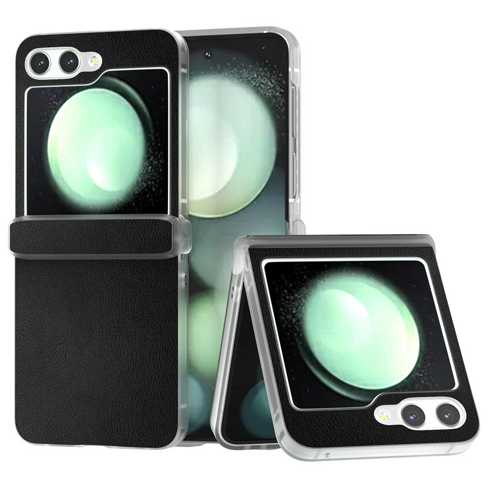 For Samsung Galaxy Z Flip5 5G Case Hinge Protection Leather+PC Anti-Slip Phone Cover
