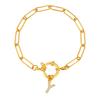 Bubble Buckle Zircon Initial A-Z Charm Bracelet, Stainless Steel Square Chain Bracelet for Women, 26 Letters Alphabet Jewelry