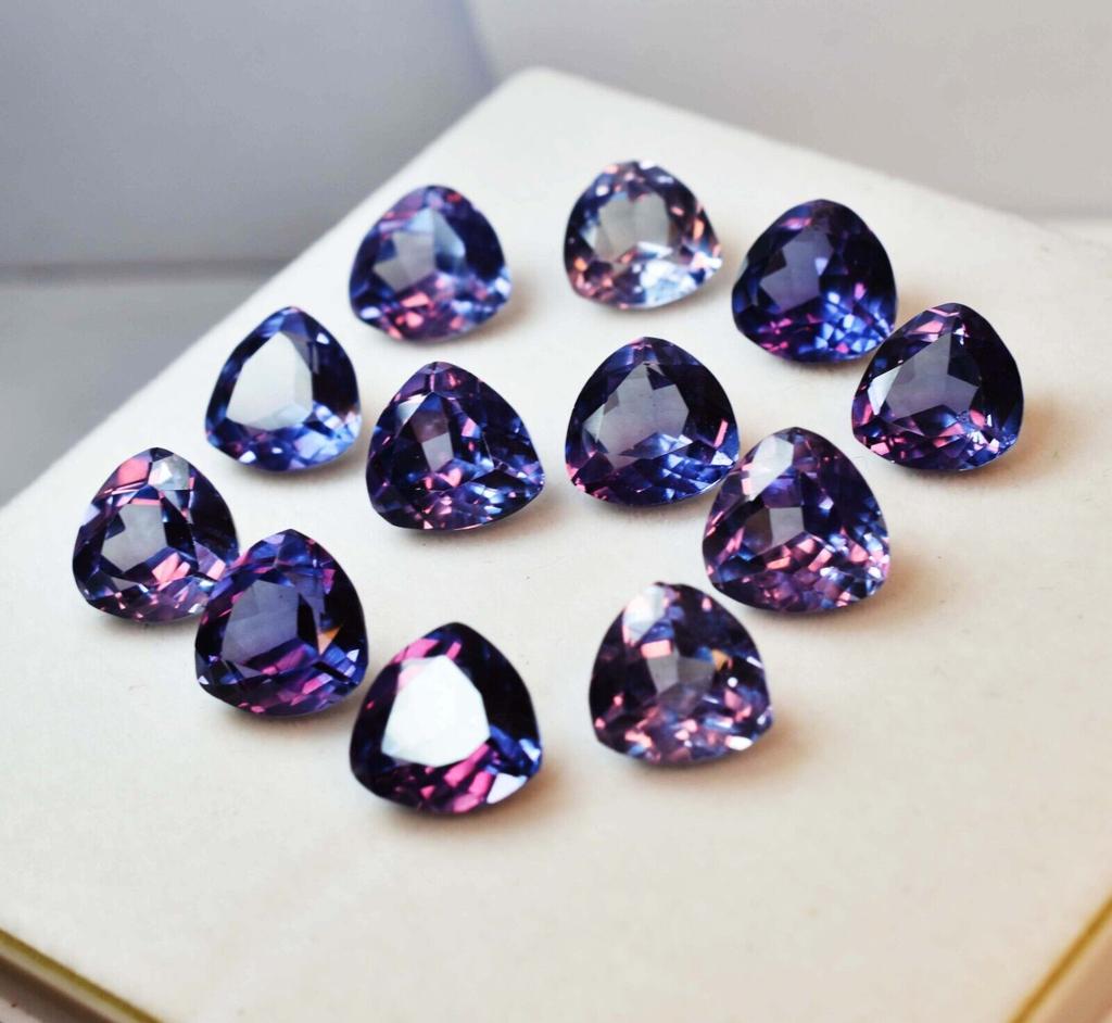 12 Pcs Natural Alexandrite Gemstone Color Change Trillion Lot 96 Ct CERTIFIED Ssr-873658