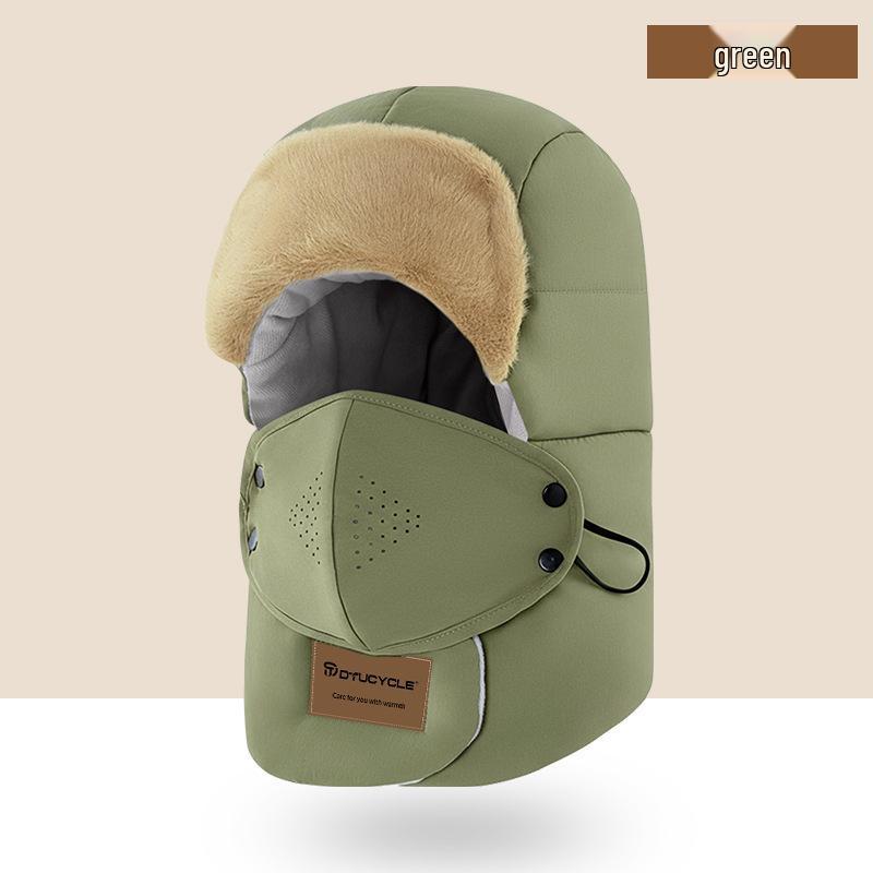 Electric Vehicle Winter Skiing Windproof Waterproof Thickened Lei Feng Hat with Visor