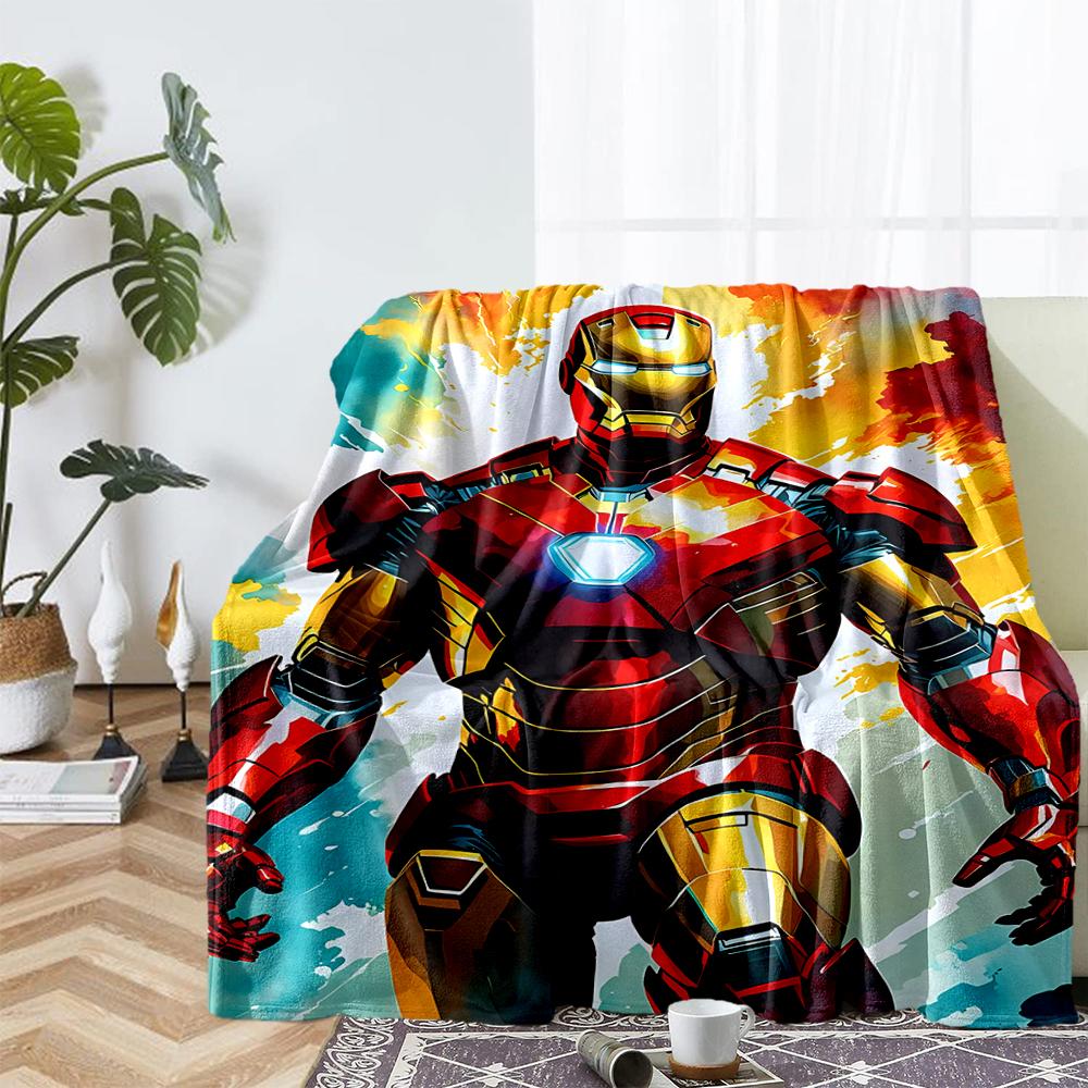 Iron Man Theme Printed Blanket - Perfect for Couch, Bed, Travel & Outdoor Use | Machine Washable, Cozy & Durable.
