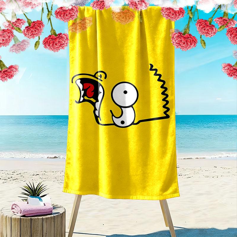 Bart Simpson Art Print Beach Towel, Large Soft Quick Dry Towel for Beach Camping Swimming