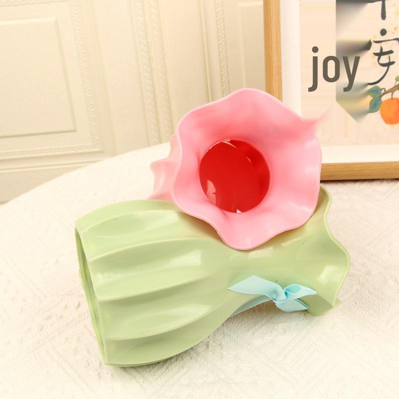 Imitation Ceramic Plastic Vase - Lotus Leaf Design for Artificial Flowers, Home Decoration, and Flower Arrangement.