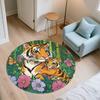 Bamboo Forest Tiger,Round Area Rug,Carpet Rug for Living Room Bedroom Sofa Playroom Decor,Non-slip Floor Mat