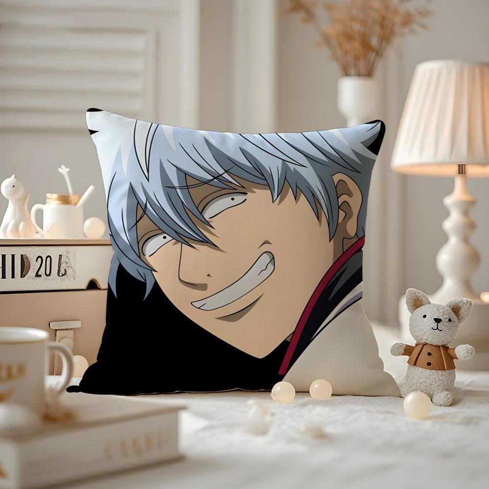 Anime GGINTAMA Cushion Cover Antidustmite Pillowcase Invisible zipper silky short plush Sofa cushion cover