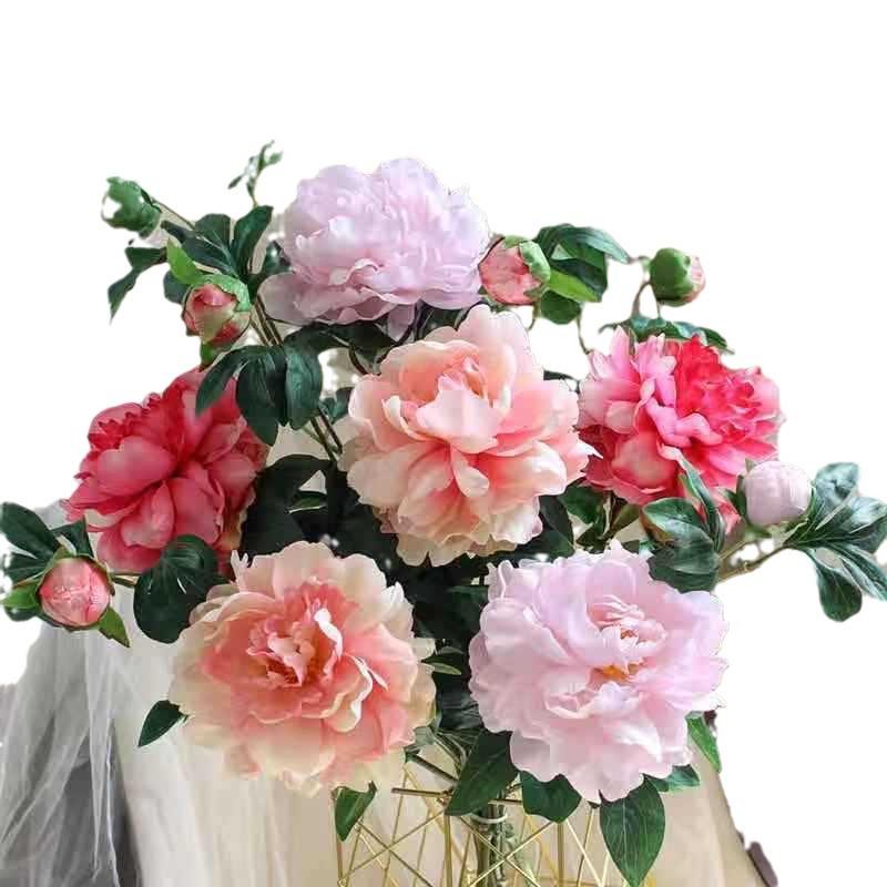 27.2 Inch Luxury Peony Artificial Flower for Home Decor Dining Room Table Photography Prop