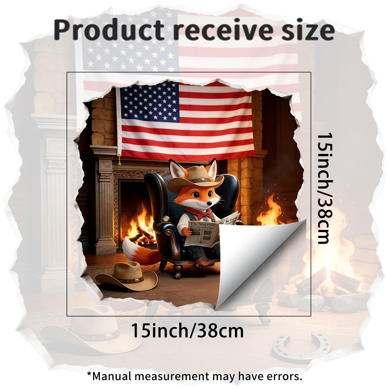 Creative 3D Wall-Cutting Cowboy Fox Wall Decal for Children s Room, Bedroom and Living Room Stickers