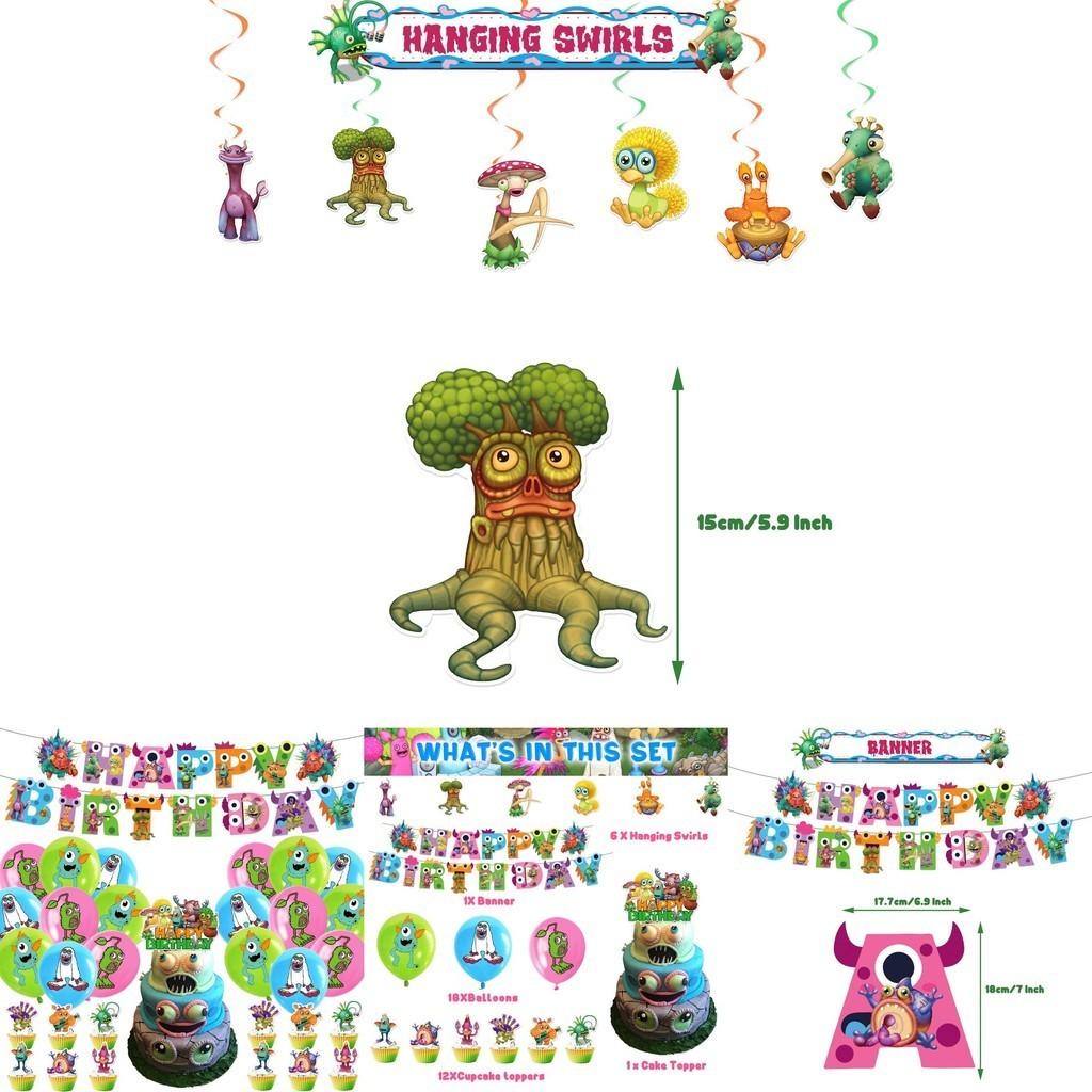 My Singing Monster Birthday Party Decorations Set Flag Balloons Cake Toppers And More