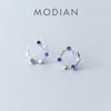 MODIAN Fashion Wedding Engagement Ear Pin for Women 925 Sterling Silver Radiant Zircon C-Shape Colorful Stud Earrng Fine Jewelry