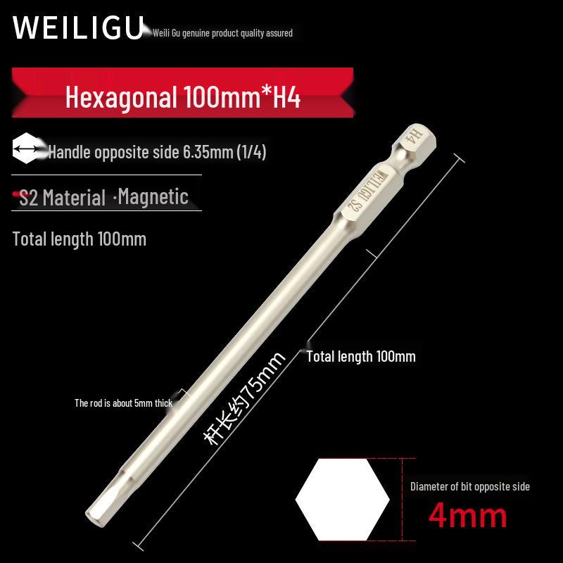 Electroplated Anti-Rust Hex Bit Set, S2 Steel, Extended Pneumatic Air Driver, Hex Socket Screwdriver.