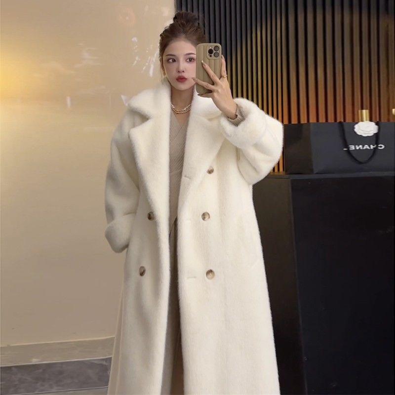 2 Autumn and winter thickened and lengthened suit collar coat imitation mink plush imitation fur jacket women's clothing plus cotton tide
