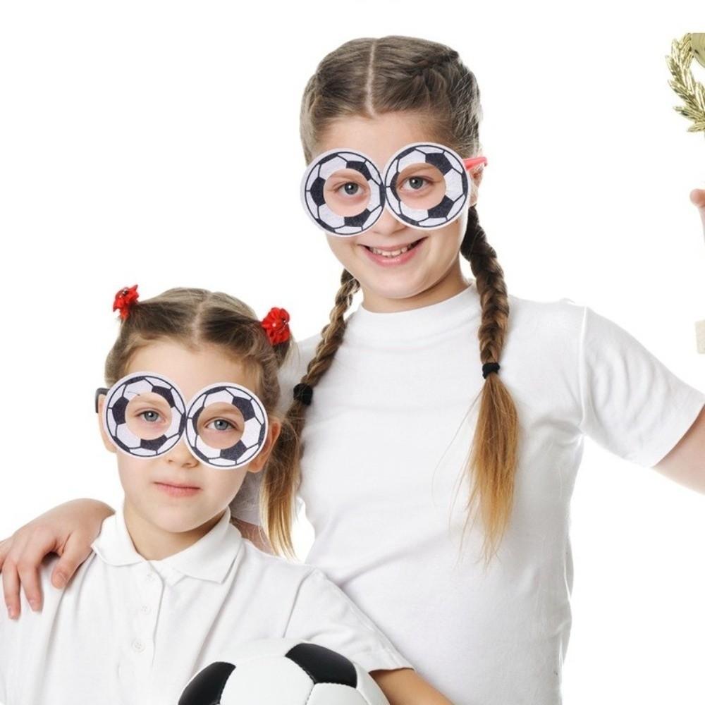 Soft Felt Soccer Ball Glasses Plastic Temple Arms Cheering Photo Booth Prop Soccer Party Headband Tinsel Fringe Head Wear
