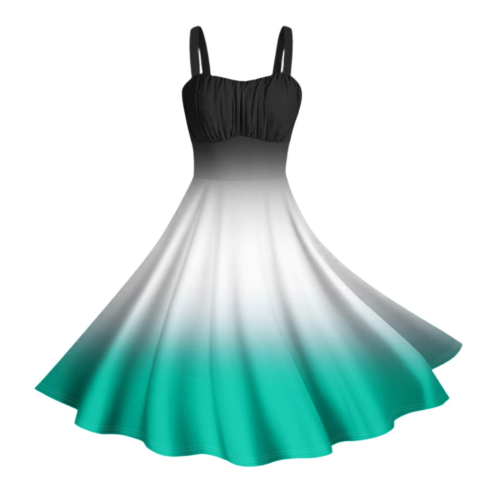 

Женские винтажные платья без рукавов, плиссированные, в стиле пэчворк, милые, с А-силуэтом подола, с градиентным принтом XL белый