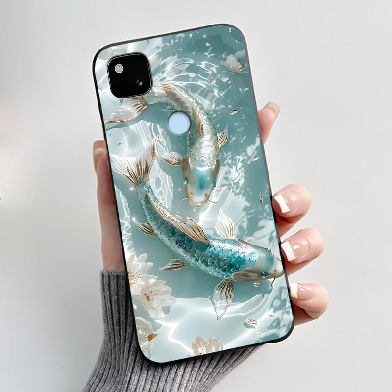 For Google Pixel 4a 4G Case Luxury Cute Love Rabbit Funny Soft Black Matte TPU Silicone Back Protective Cover Slim Thin Casing