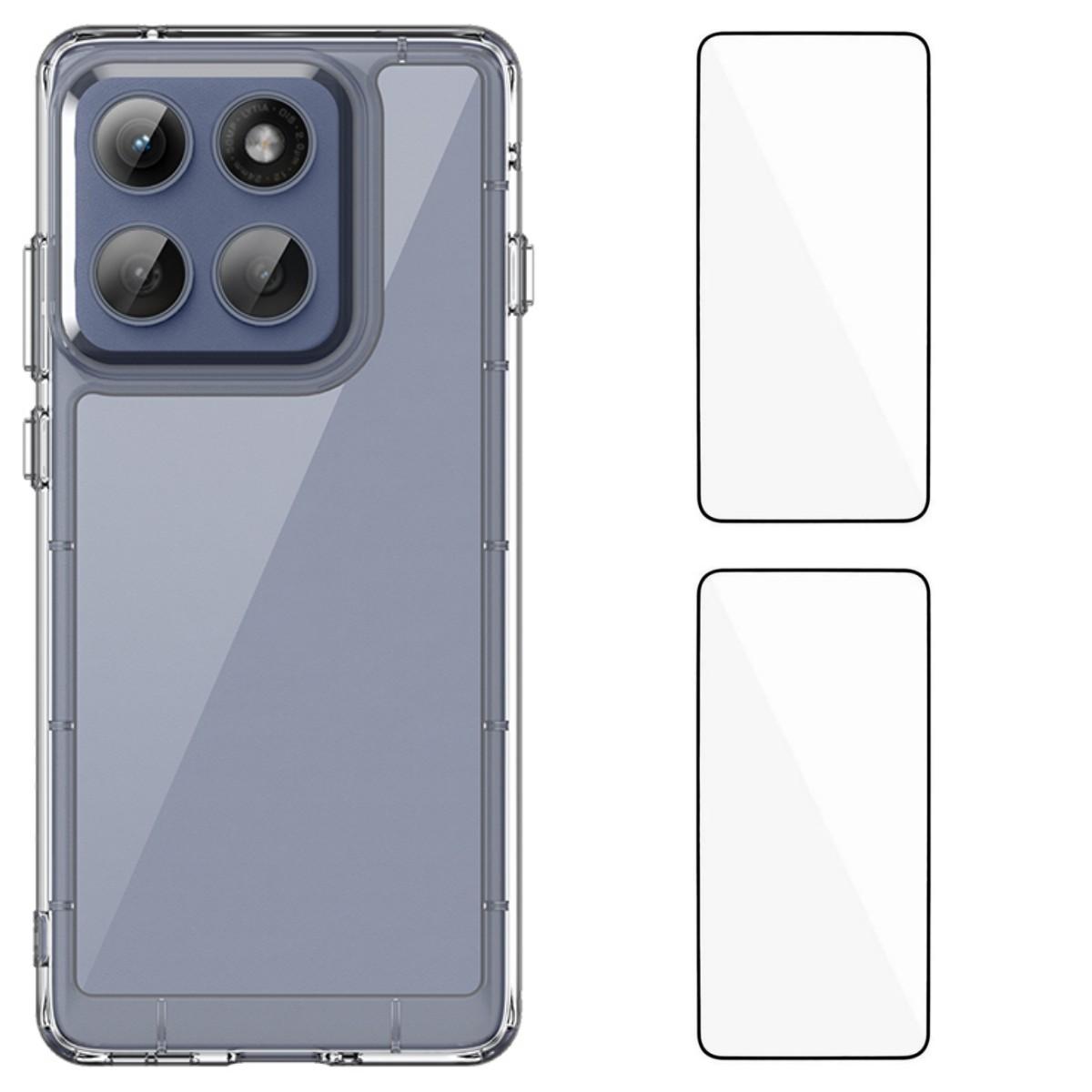 

For Motorola Edge (2025) 5G Clear Phone Case WANLONFENG MF2 Series TPU Acrylic Cover with 2Pcs Tempered Glass Transparent