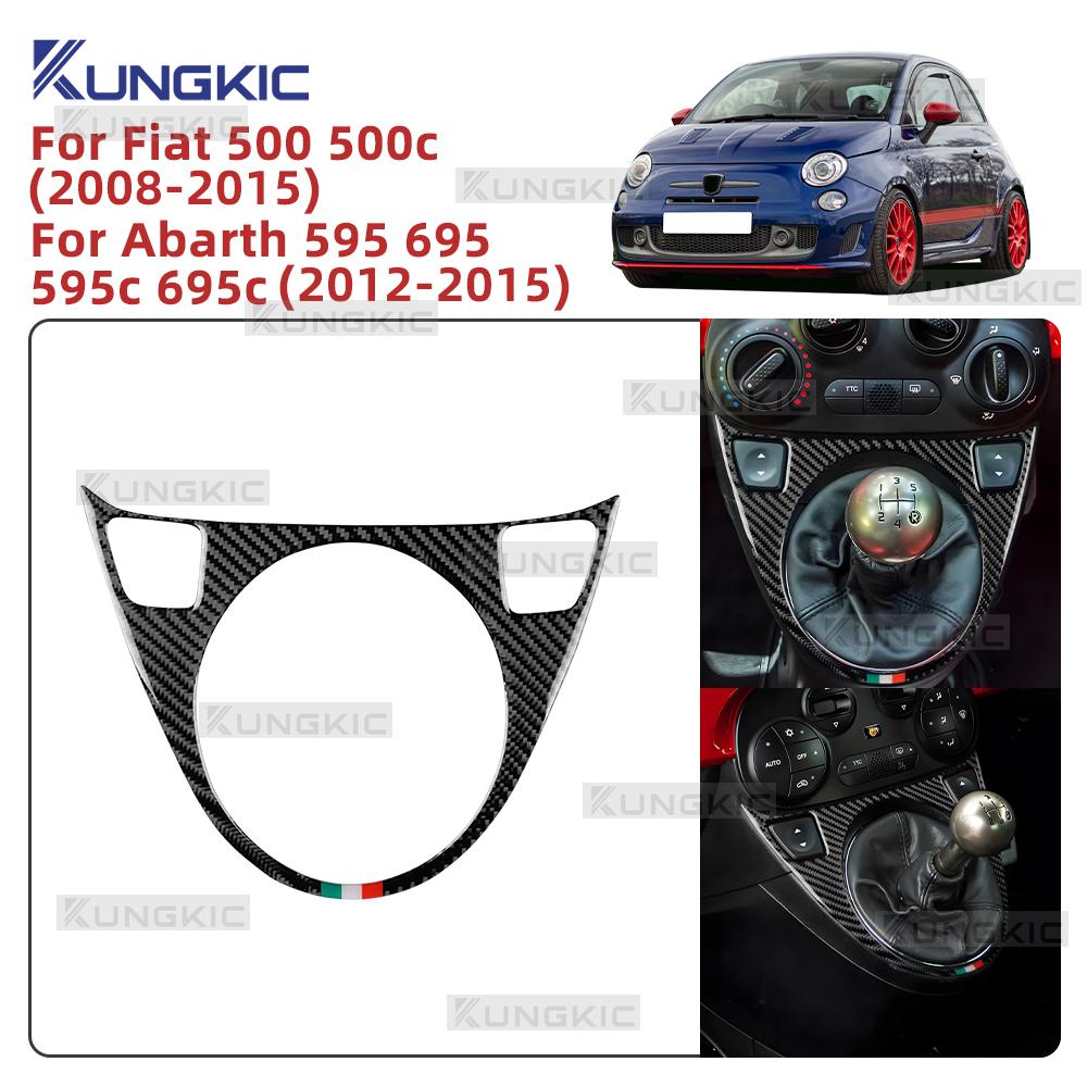 Echte Weiche Kohlefaser Für Abarth 595/695/595C/695C 2012-2015 Für Fiat 500 2008-2015 AT MT Auto Schaltknauf Aufkleber Dreifarbige Zierleiste