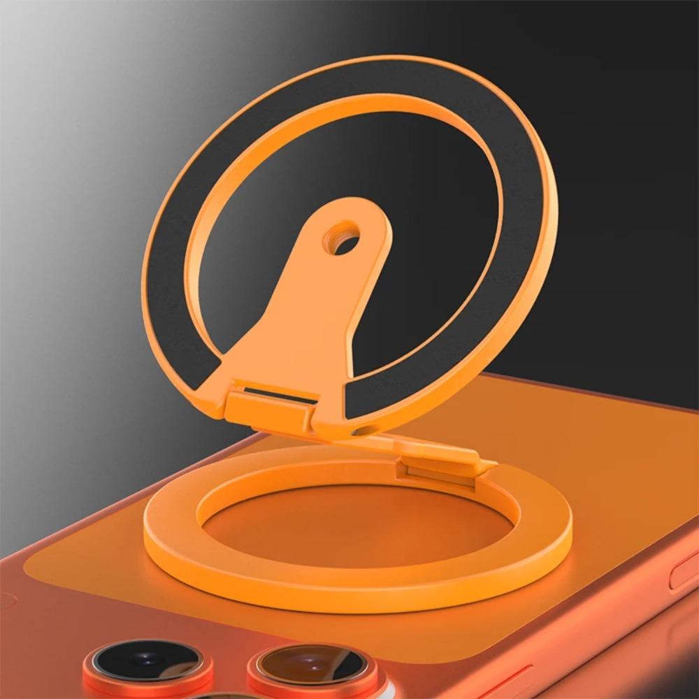 For magsafe Magnetic Phone Holder, Double-sided Magnetic Ring Buckle, Rotating And Folding Metal Stand Support Bracket Grip оранжевый