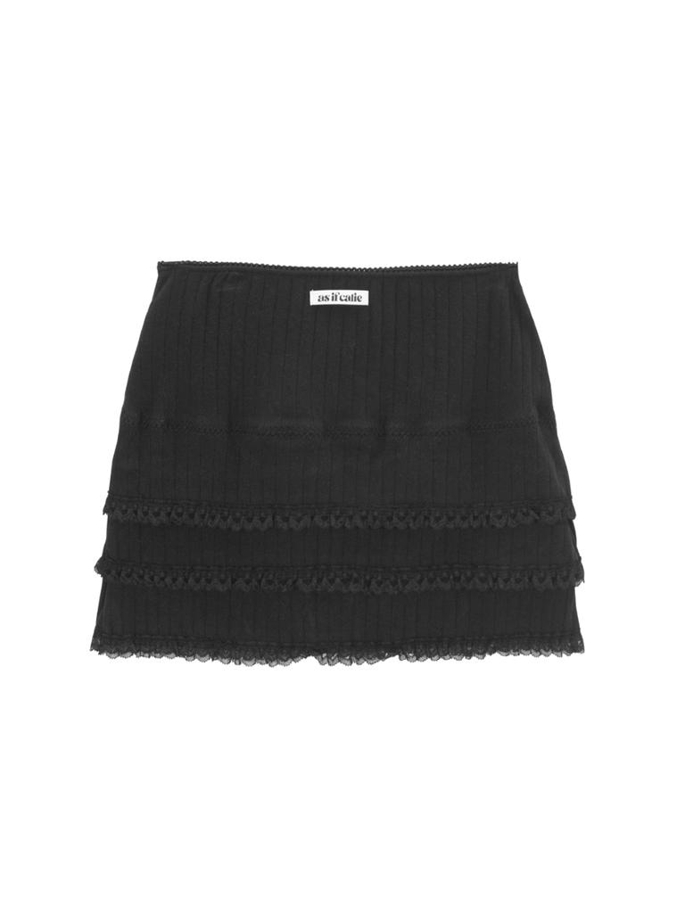 As If Cali Lace Layered Mini Skirt Black