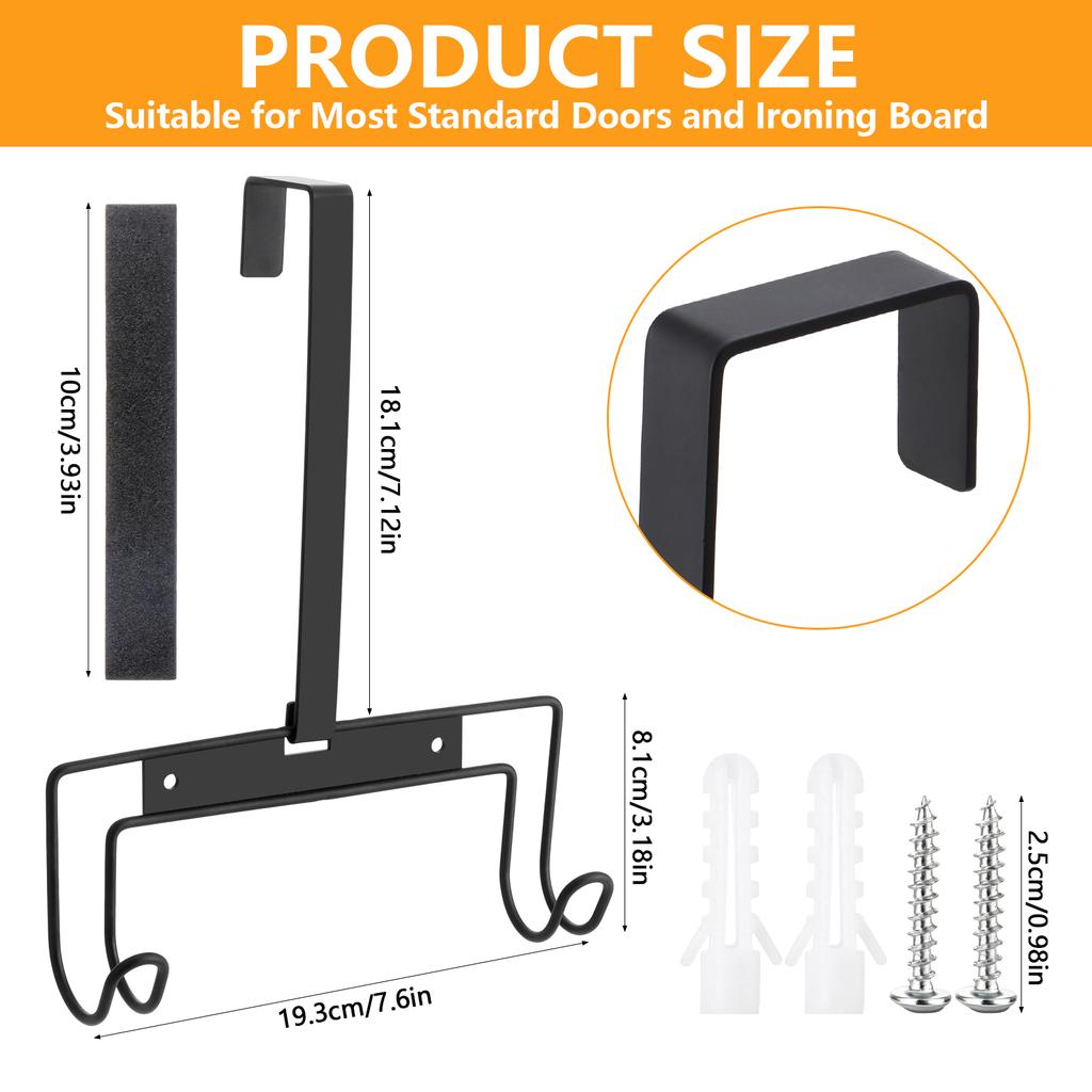 Ironing Board Holder Wall Mount/Over The Door Ironing Board Hanger, Sturdy Metal Iron Boards Organizer For T/Y Leg Ironing Board