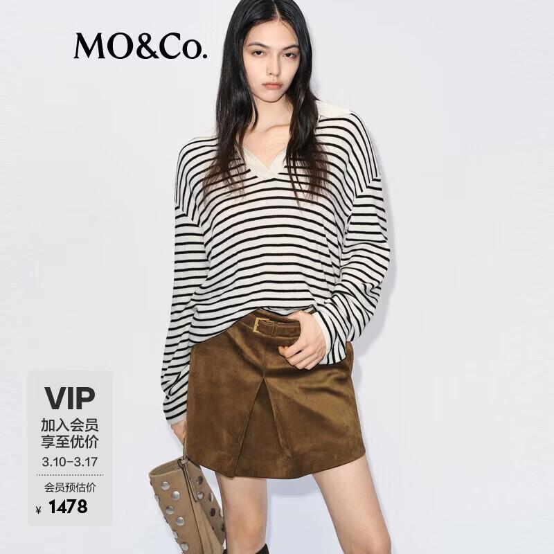 MO&Co. Striped Loose Fit Wool Sweater