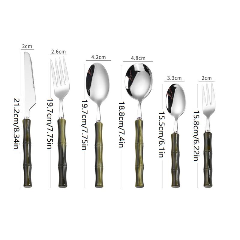 Refined Bamboo Handle Cutlery Set Stainless Steel Suitable for Home Kitchens and Gifts