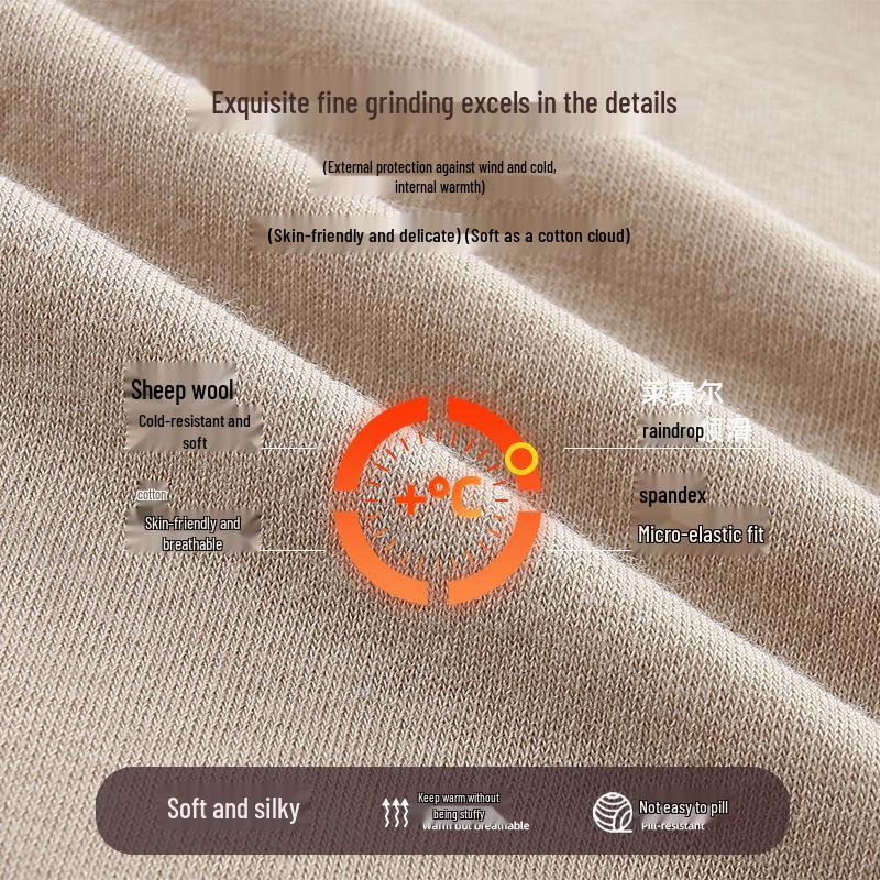 New Autumn/Winter Modal Wool Crew Neck Base Layer Top - White Long Sleeve Shirt