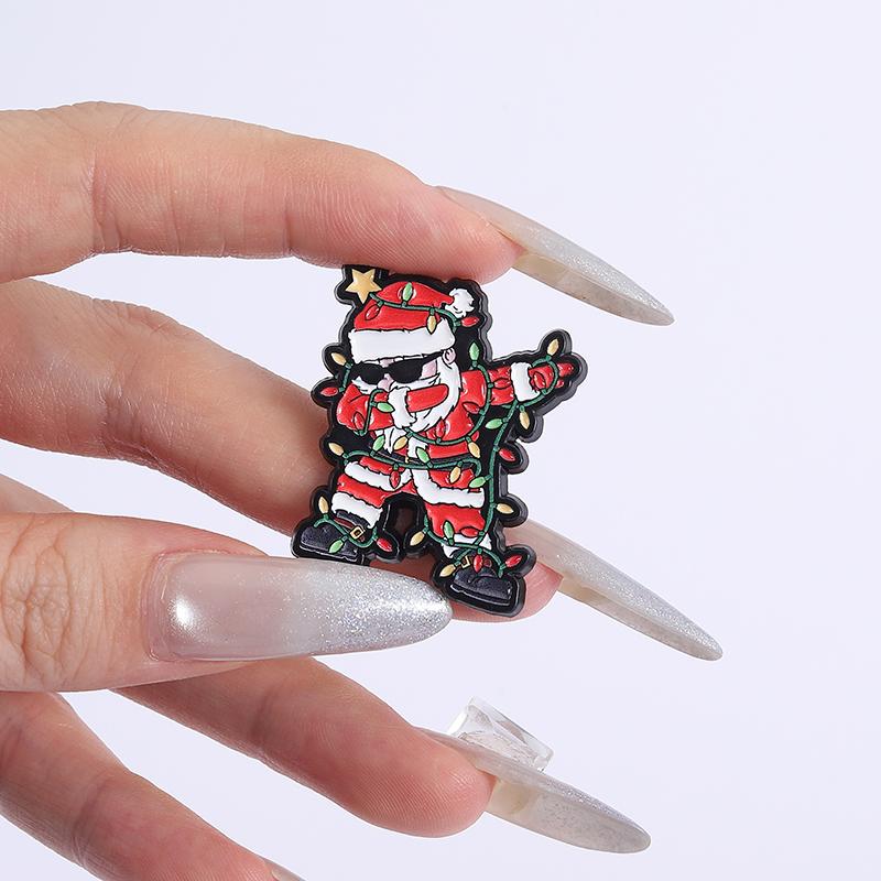 Santa Claus Delivering Gifts Enamel Pins Custom Halloween Brooches Lapel Badges Clothes Funny Jewelry Gift for Kids Friends