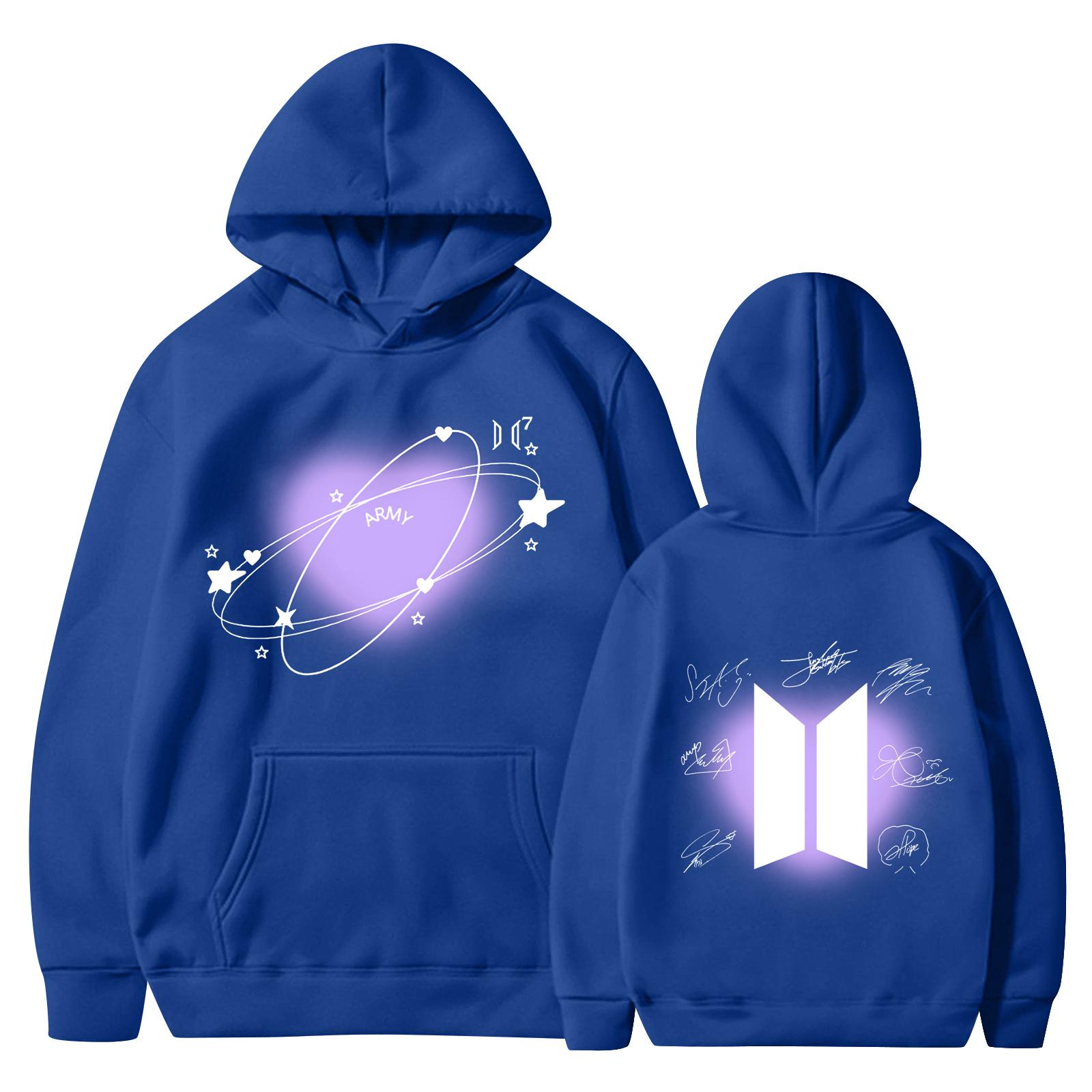 

Жіночий модний легкий жіночий пуловер з довгими рукавами та кишенями, ошатне худі з малюнком S синій