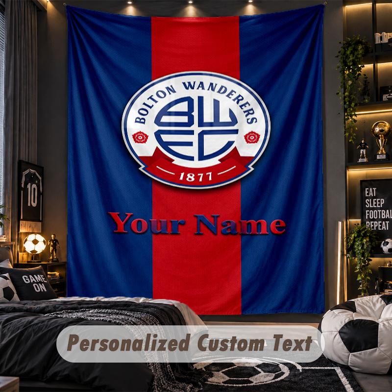 TapestryBolton Wanderers FC Custom Name Text Personalized Wall Hanging Tapestry Home Wall Decor