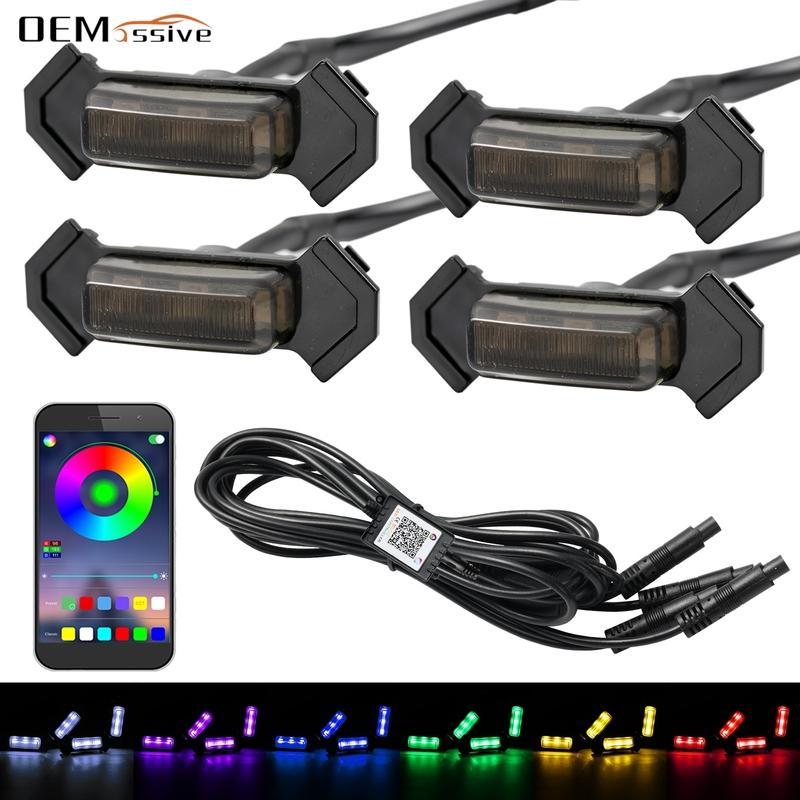 4pcs 12V RGB Colorful Front Grille LED Light Wiring Harness Kit For Toyota Tacoma 2016 2017 2018 w/TRD Pro APP Control