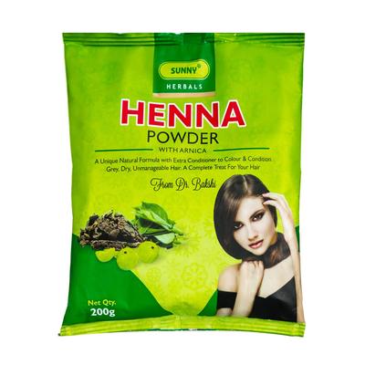 Proszek do henny Sunny z arniką, bhringraj i naturalną odżywką do włosów Opakowanie 200 g Dla kobiet i mężczyzn